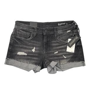 Blank NYC Shorts Womens 26 Black Denim Jean Distressed Roll Up Cuffed Fulton